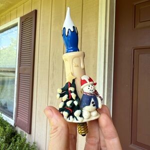 Vintage Christmas Candle Nightlight ~ Snowman & Christmas Tree